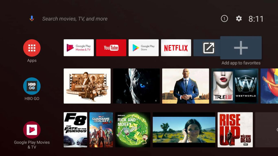 newest android tv box home screen interface with apps