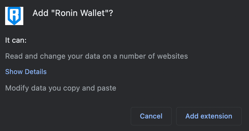 add ronin wallet add extension
