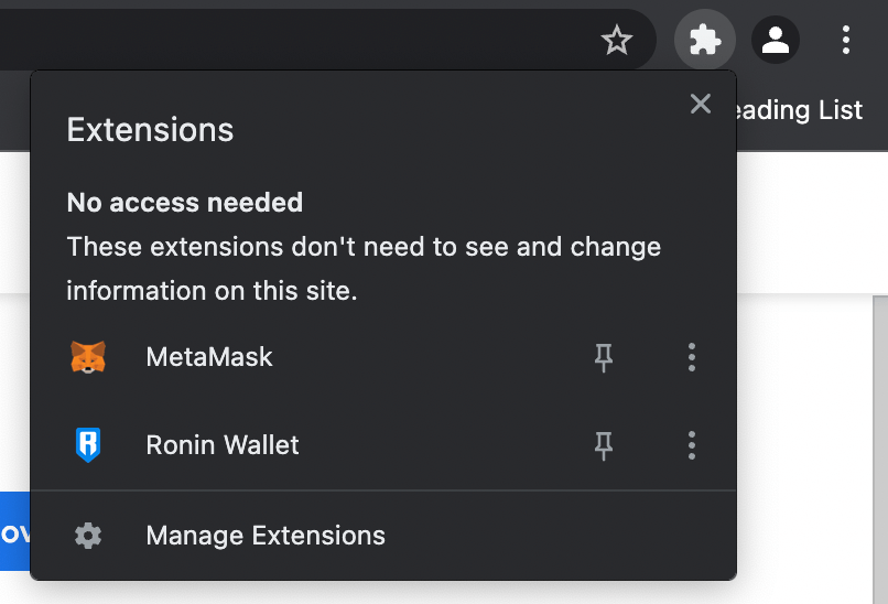 launch ronin wallet in chrome