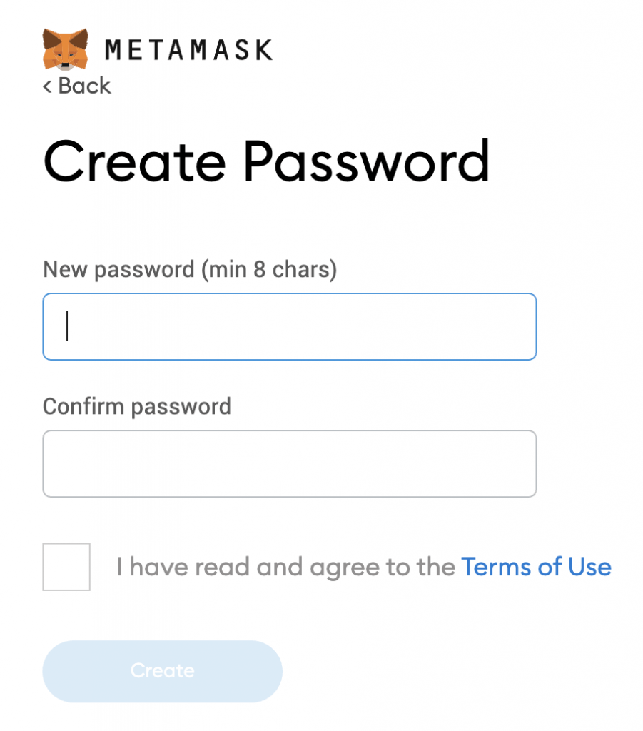 04 - how to setup metamask create password