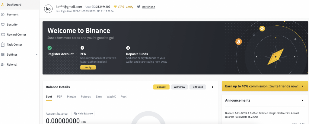 05 - how to create a binance account dashboard