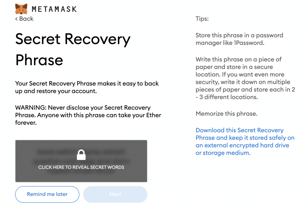06 - how to setup metamask secret recovery phrase