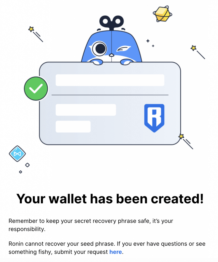 setup ronin wallet has been created