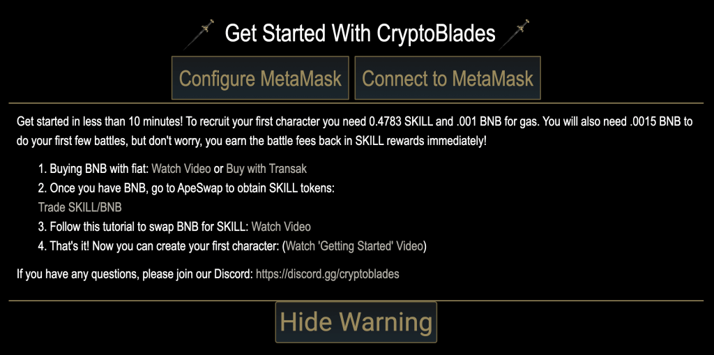 3 - play cryptoblades get started message