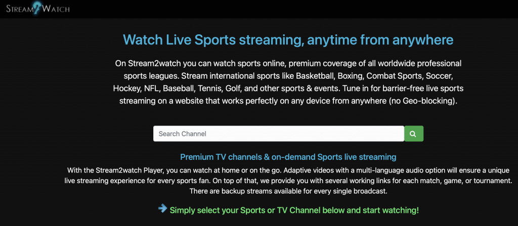 Stream2Watch free sports streaming site