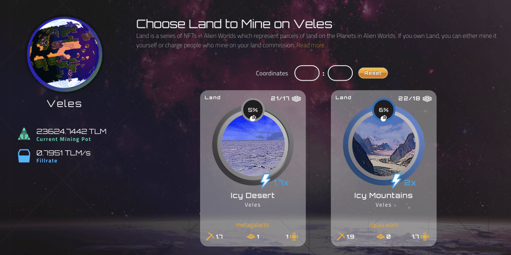 alien worlds crypto how to mine land