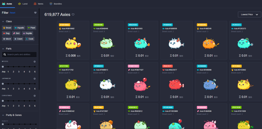 axie marketplace axies