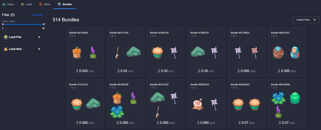 axie marketplace bundles