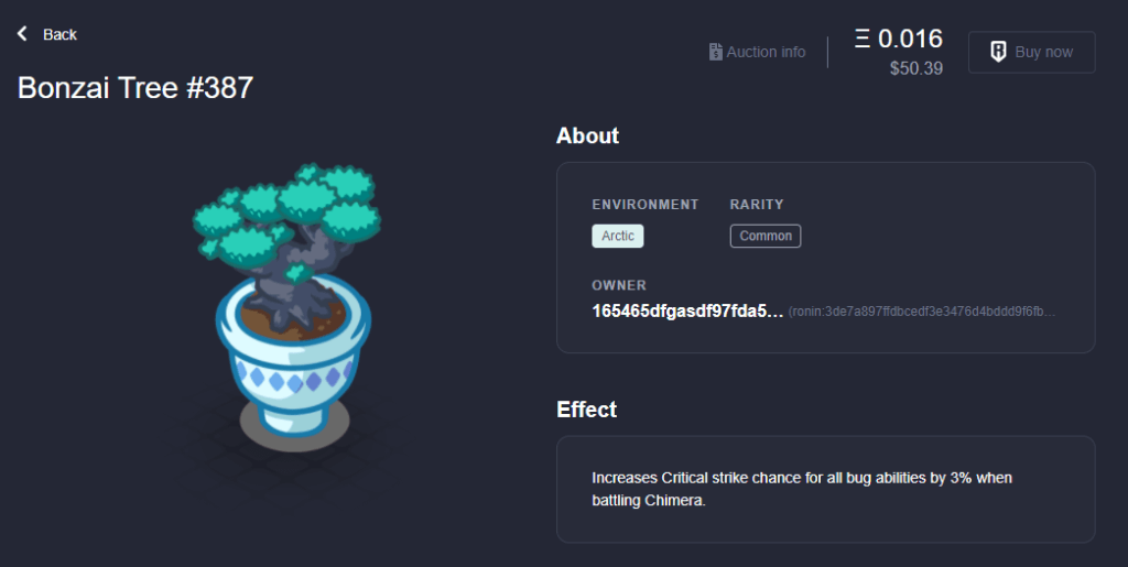 axie marketplace item details