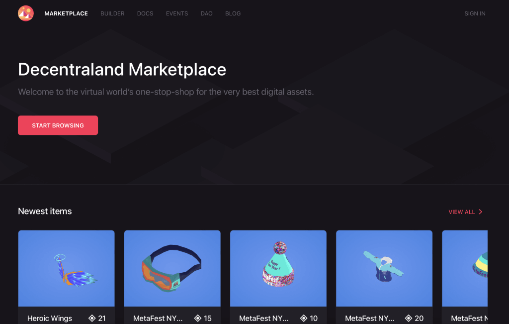 decentraland marketplace