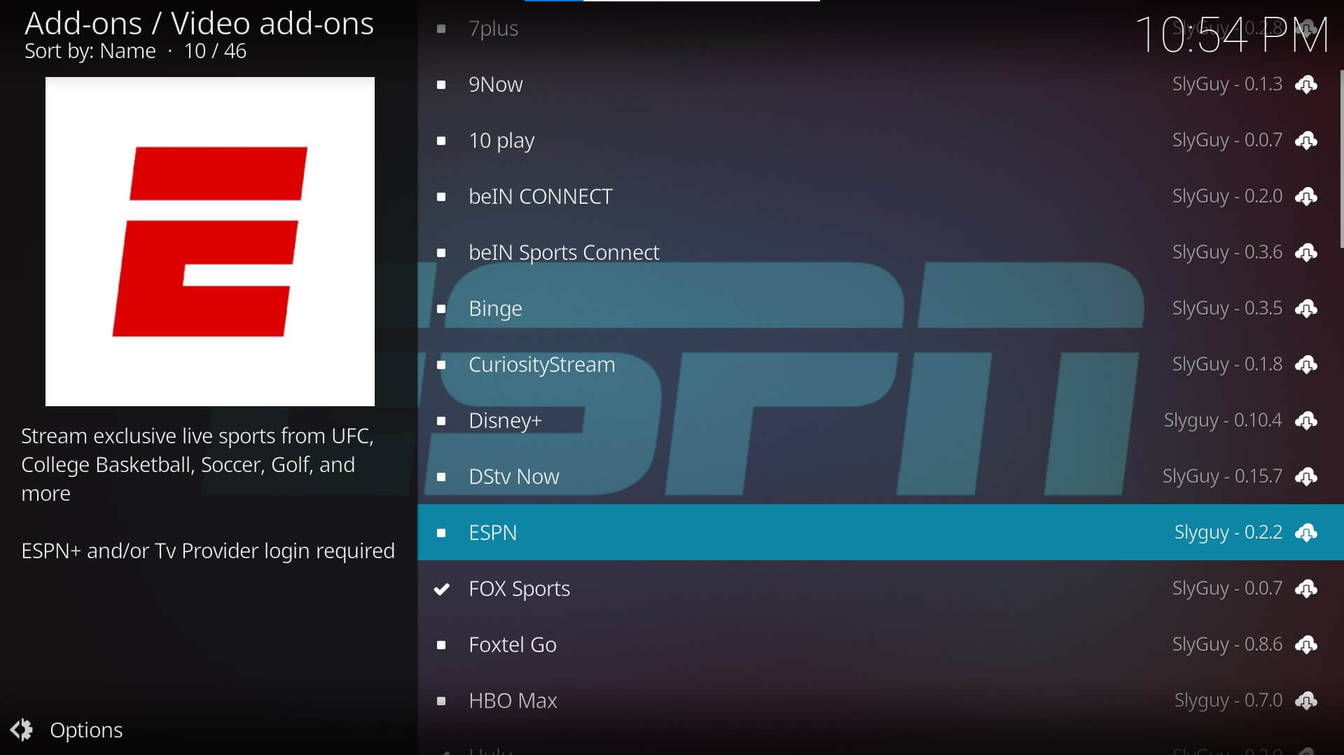 espn kodi addon