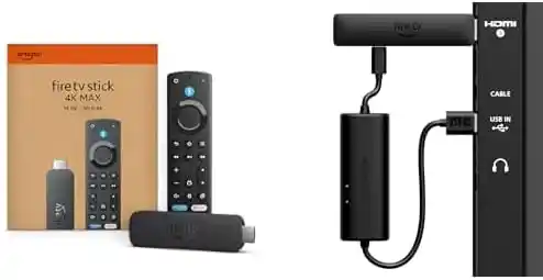 Amazon Fire TV Stick 4K Max, which still runs Fire OS and supports sideloading in 2026