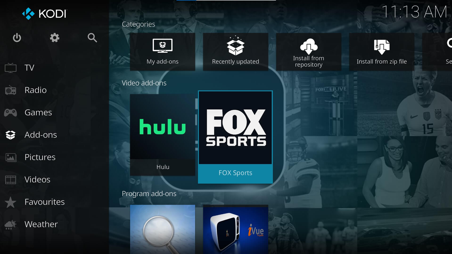 fox sports kodi addon installed