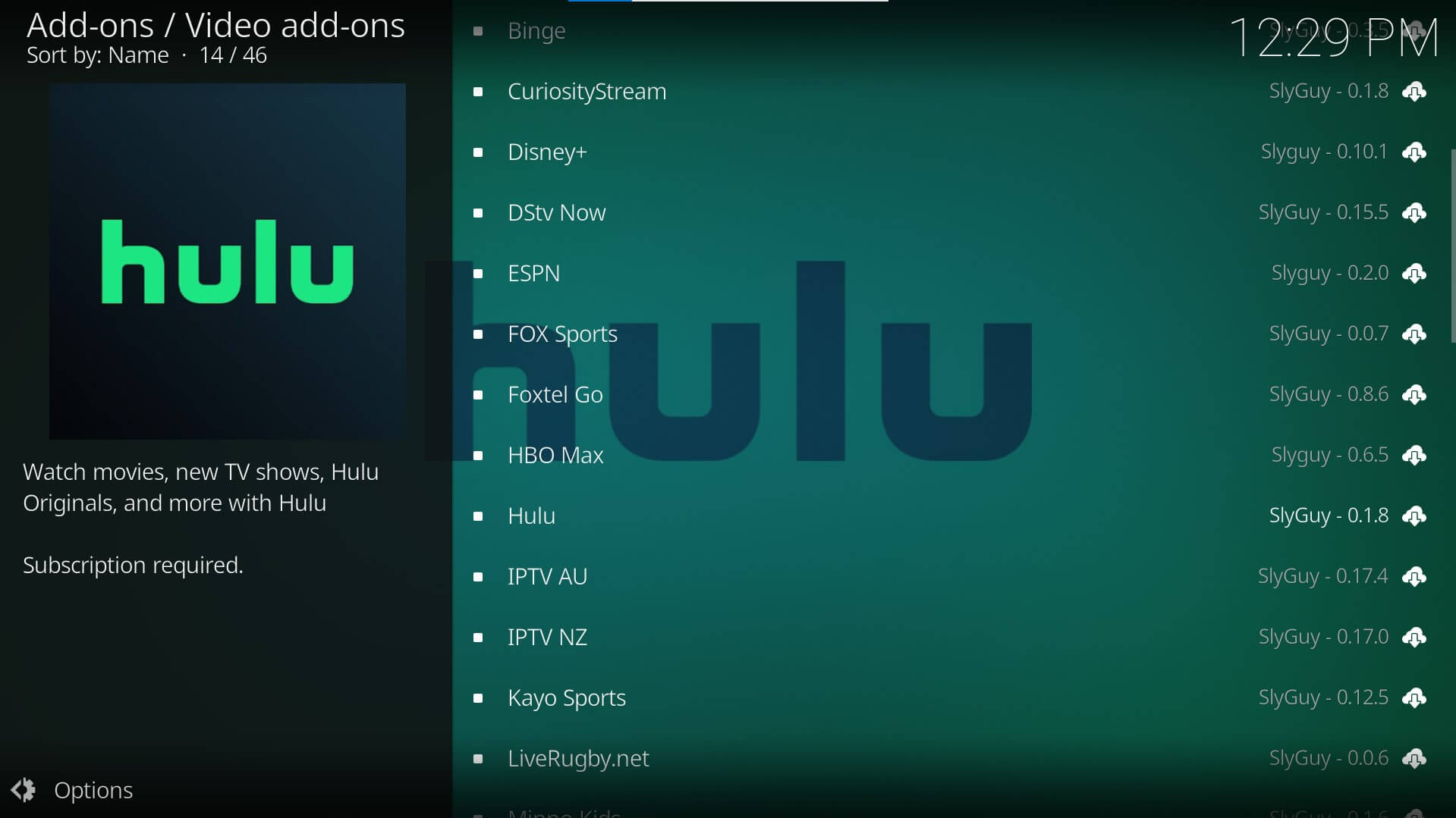 select hulu from slyguy repository