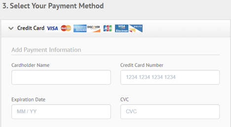 Ipvanish fill out payment method