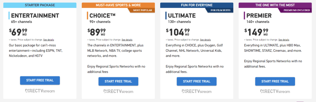 directv stream plans and pricing