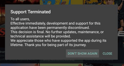 cinema hd support terminated