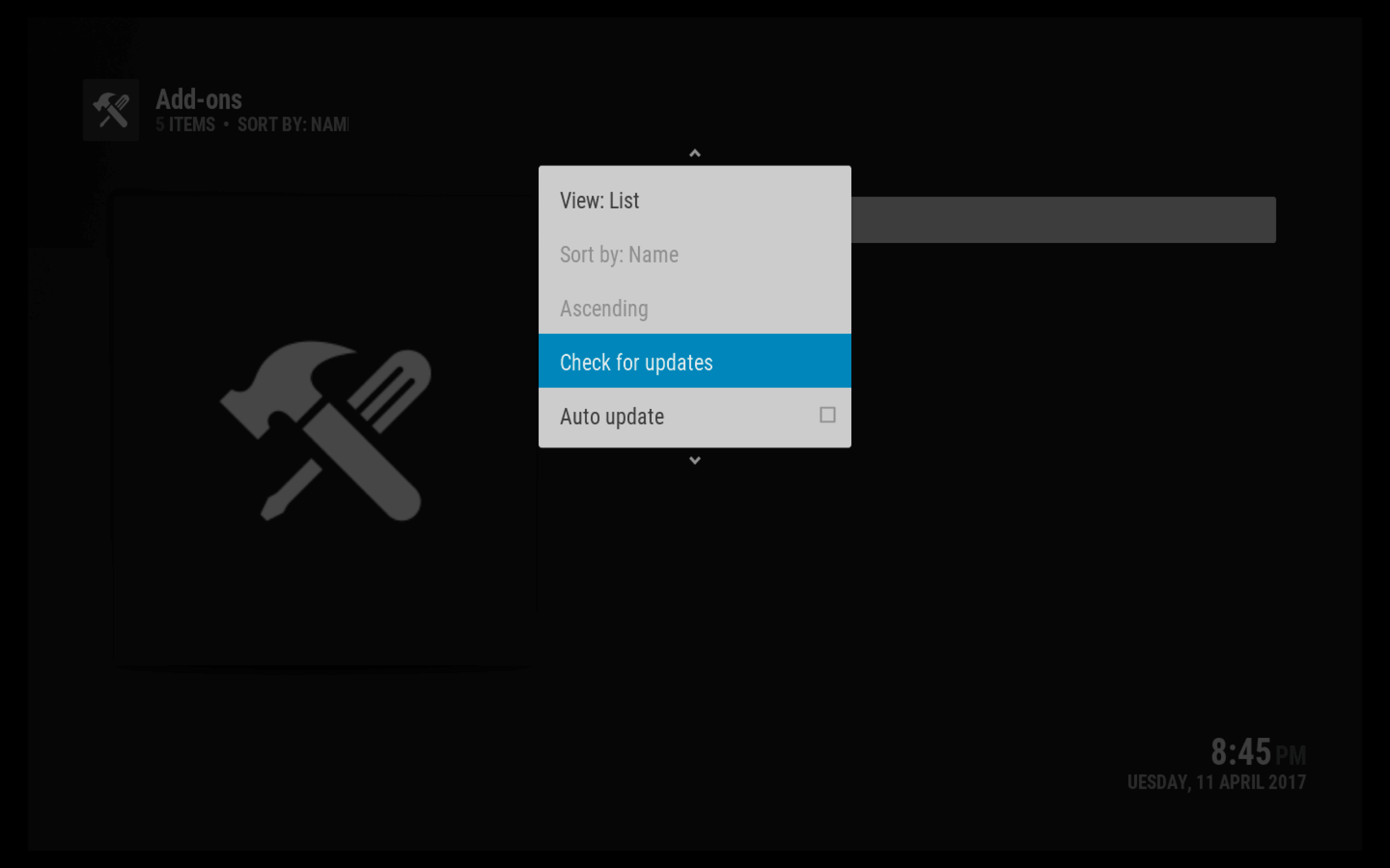 kodi force check for updates