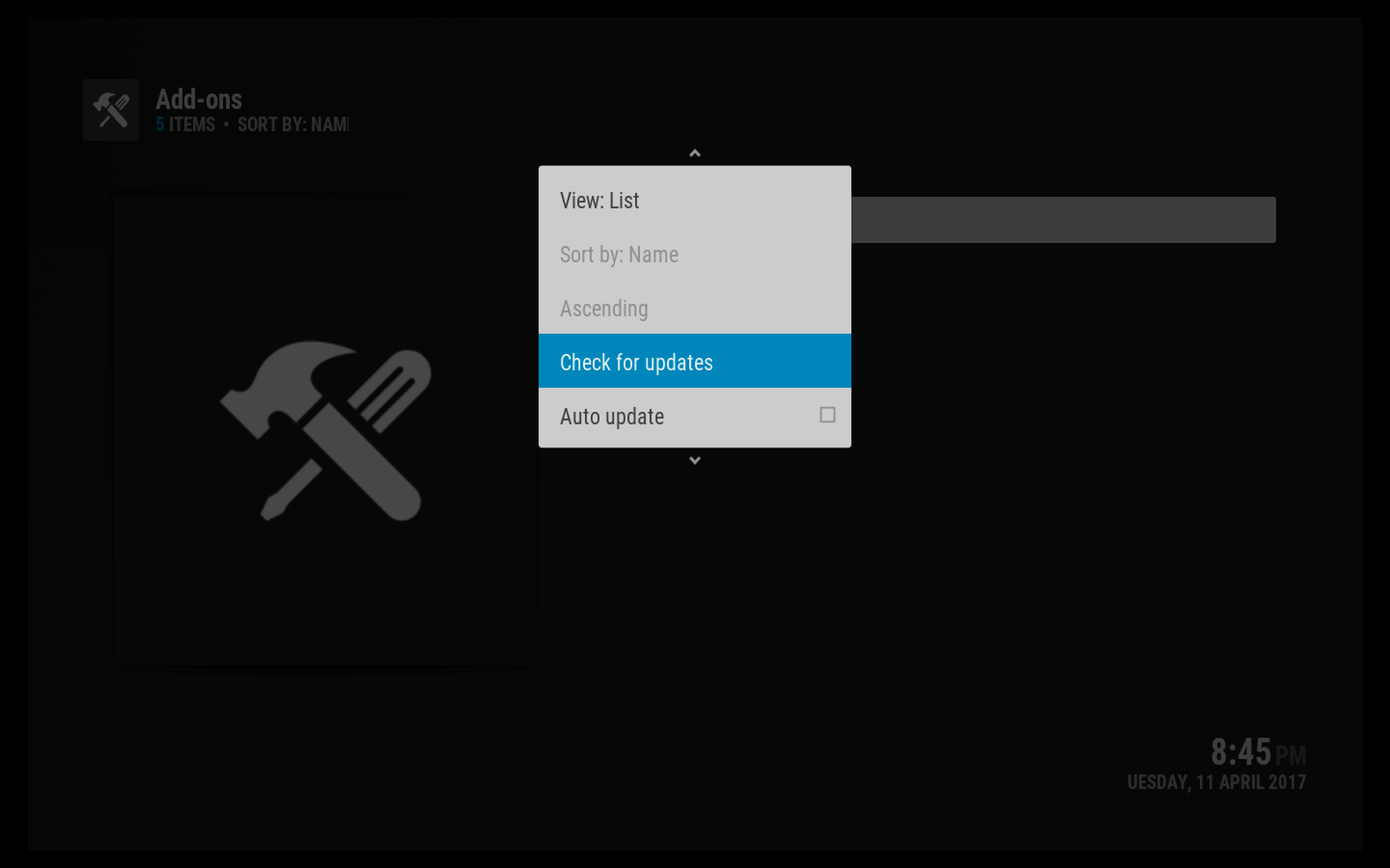 kodi force check for updates