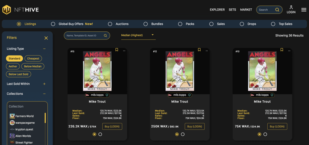 nfthive nft marketplace for mlb topps