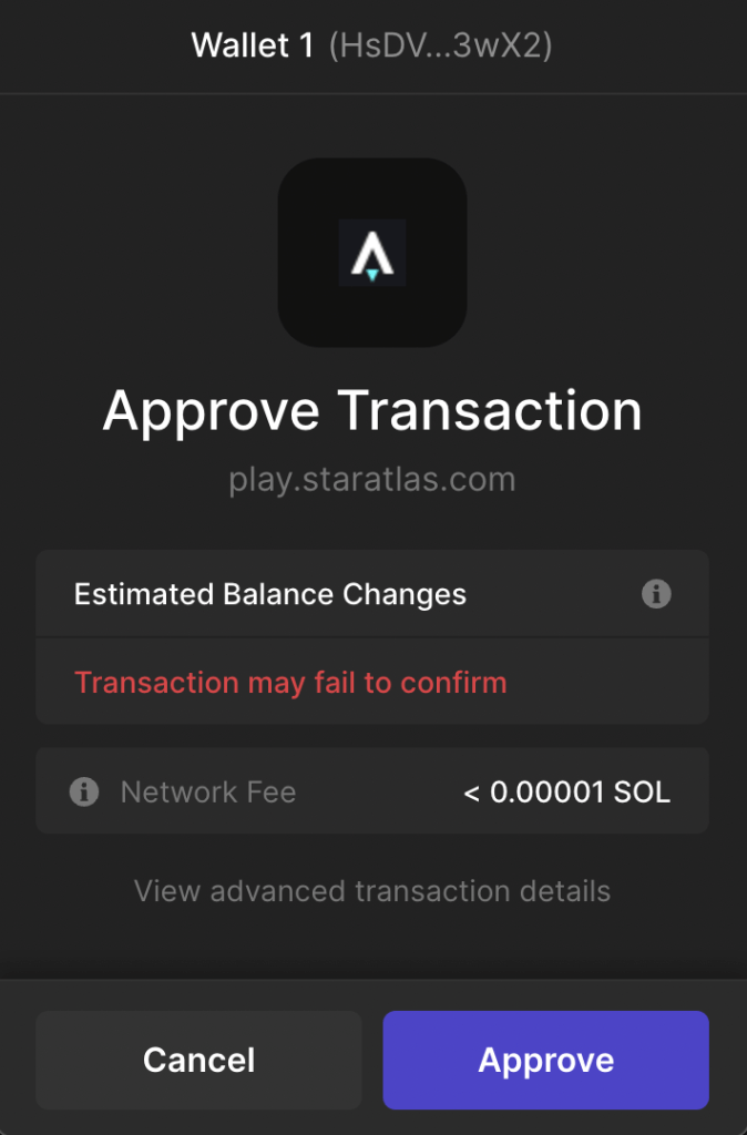 star atlas approve transaction