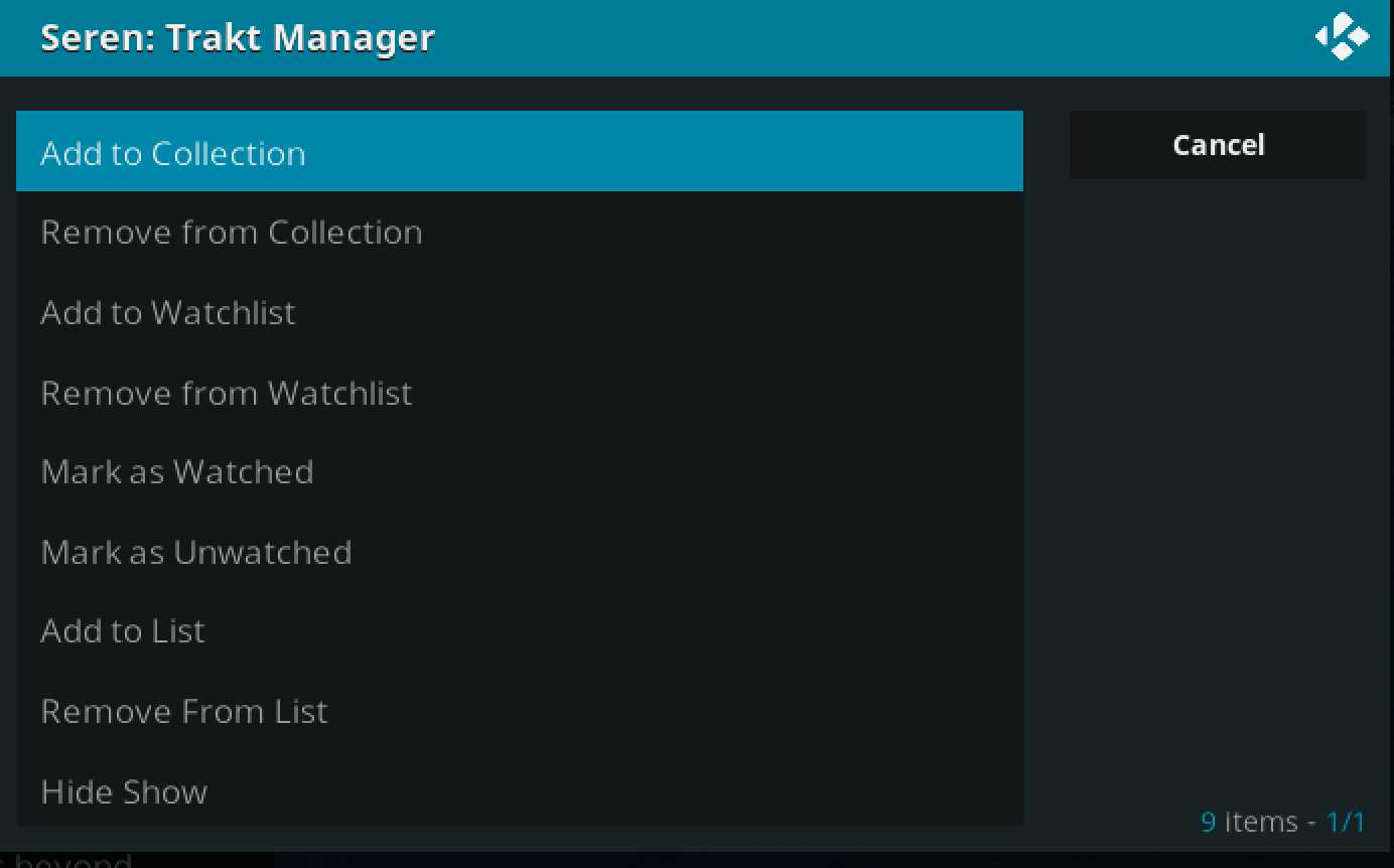 trakt manager kodi